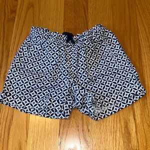Lands End navy blue and white pattern shorts, size kids 7-8